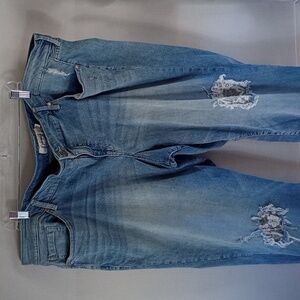 Torrid Size 26 R Denim Lace Inset Boyfriend Jean Distressed Light Wash Ripped